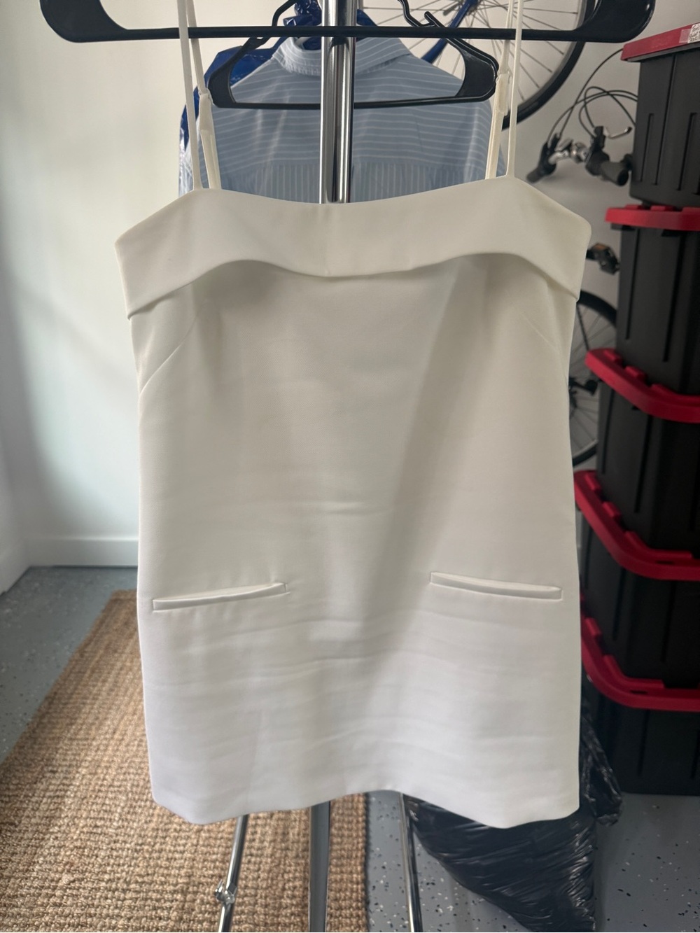 French Connection White Mini Dress with Spaghetti Straps